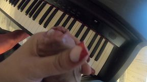piano lesson seduction – red lingerie, deep pleasure & messy mouth finish