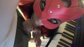 piano lesson seduction – red lingerie, deep pleasure & messy mouth finish