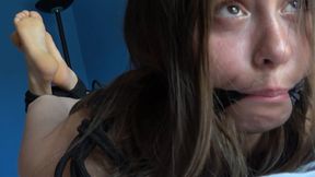 Bound on captor's bed