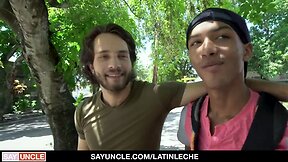 Teen latino trades blowjob for cash: free bareback fun with big dick top at family dick
