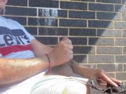 Jacking off on the balcony in plain daylight