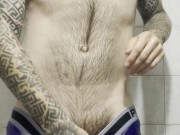 Russian guy masturbating in the dorm shower while no one is around extreme,homemade video,l