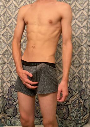 Twink with big dick takes off his underwear- collegebuoy