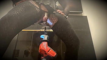 Jett Hoover masturbates with power tool, so excited she is not sure if she was pissing or cumming, seemed like a combination of both!