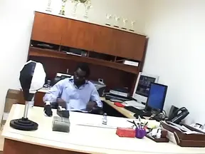 Black office babe takes it in the ass