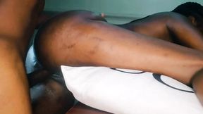 Nasty bitch rides cowgirl and deep throats huge African BBC