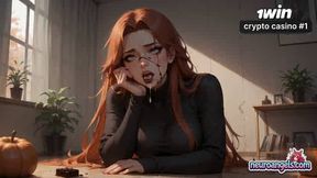 Redhead's Chocolate Spray Surrender with Uniformed Men