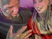 Private Threesome Pussy Fuck With Tattooed Non Binary Slut and Cumshot on Our Faces
