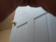 FTM jerks hard dick and cums and squirts