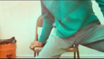 Sitting and Grinding on Baseball in Sweats and Long Sleeve T