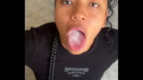 Cute brunette, my stepsister'_s best friend comes in and gives a delicious blowjob -amateur couple- nysdel