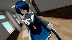 time stop hentai otdmtmk vtuber aogr undress sex school corridor mmd 3d blue hair