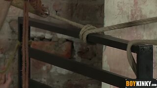 Tied up Luke gets blowjob and anal from horny Mickey