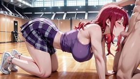 fiery kouhai hentai goddess moans riding wild in empty sports hall