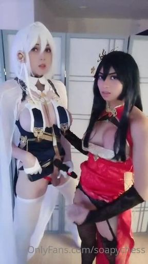 OF SIS SoapyC Two Cosplay TS Cum Together At Same Time