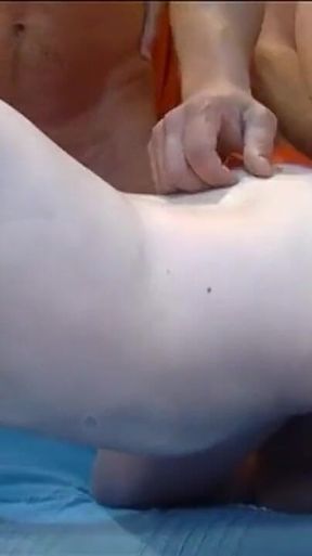 Skinny Brunette Stretched Wide in Wild Gangbang Fisting Frenzy