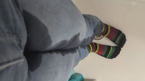 Upshot Wetting in Tight Blue Jeans -- Lay Under My Ass While I Piss On Your Face!