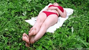 Beautiful Angelina sunbathing in the park and showing off her perfect feet (Part 2 of 6) #20220227
