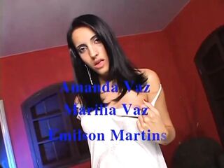 Hawt blond and large bazookas trans woman screwing large dong sucking three-some