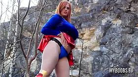 Alexsis Faye Busty SuperWoman Cosplay outdoor playing