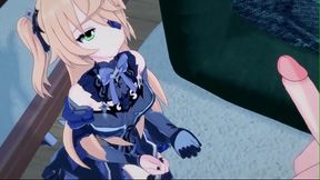 Cute Anime Fischl Sucks Dick Before Missionary Fucking for Creampie & Cum Swallow
