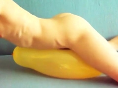 Yellow balloon humping cum