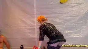extreme gangbang with redhead teen 18+