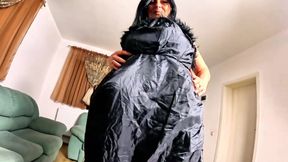 Golden Glossy Downjacket POV. Deepthroat, Face Fuck and Double Cum on My Jacket