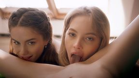 Notable Liz Ocean and Bella Spark at threesome dirt