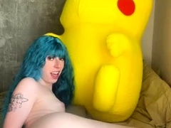 Blue Hair Aria Faye Playing With Long Dildo