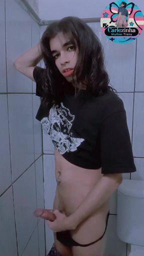 Carlezinha - Cocky Babe Slut Naked, Legs Wide Open Jerking off Fast Trans Woman Transvestite Slut Naked