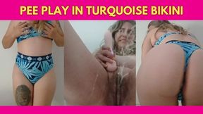 Pee Play in Turquoise Bikini
