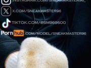 Twink Slave sniff foot worship for his Sneak Master scally lad  stinky Socks smelly foot feet cock