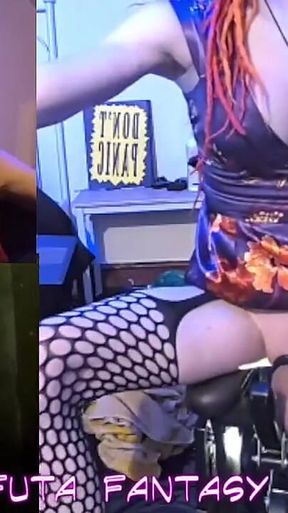 Nice Long Ride on the Fuck Chair in a Sexy Satin Dress