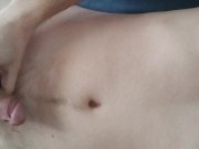 See me get naked, get hard, masturbate, self footjob, precum and cumplay, to end in a big cumshot!