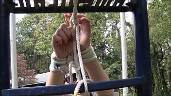 Nyssa Nevers Tied To The Slide, Outdoor Bondage