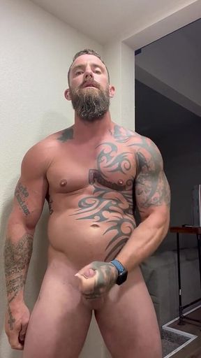 Tattooed Viking Flexes While Stroking for You