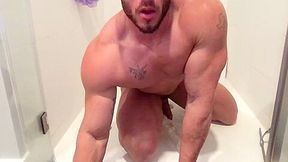 Huge Bodybuilder Masturbating In The Shower - Special