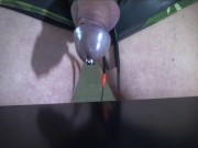 E-stim cum milking with dilator