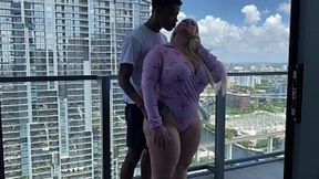 Dirty Milf Slaps Thick Thighs on Miami Balcony Orgy