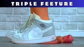 Triple Feeture - Cum Twice Under The Soles Of My Dirty Worn Trainers - T5 Bug Cam - Cock Balls Trample CBT Trampling Crushing Crush Ballbusting Shoejob Footjob CumshotShoe Foot Feet Trainer Fetish