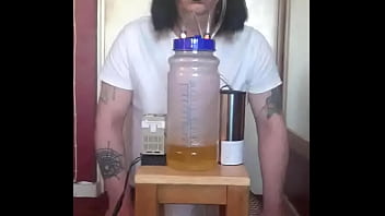 bisexual crossdresser with his portable cow milking machine part 6