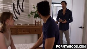 Petite Melody Marks's spitroast by her boyfriend and hung stud