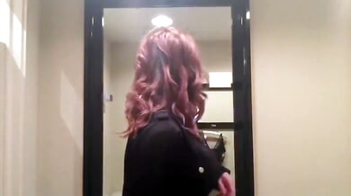 Pink-haired Chloe Lamb strips down and pleasures herself in front of a mirror