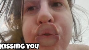Kissing Through Glass Table - Squished Face & Deformed Lips POV
