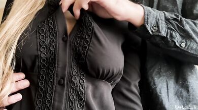 Amateur Russian blonde's nipples teased into a juicy orgasm by her coworker