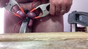 Upside down purple balls and clamped