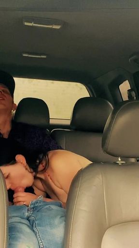 Wife Cheating with a Taxi Driver in the Car Outside the House