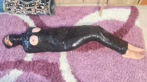 plastic mummification, bondage, tape gag, struggle