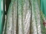 Indian Gay Crossdresser Gaurisissy in Pink lehanga pressing his Boobs and fingering in his ass